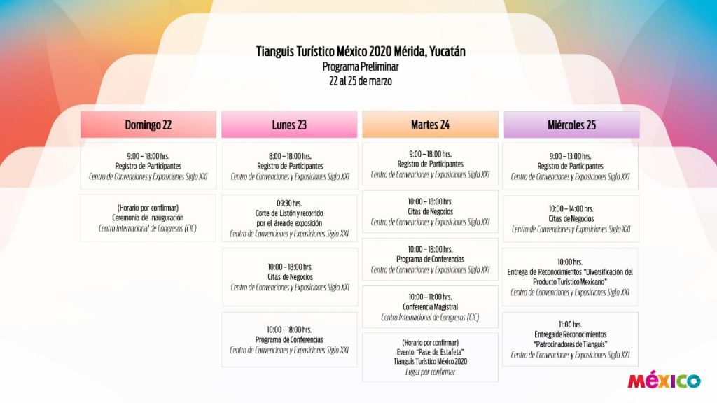 Programa preliminar Tianguis Turístico Mérida