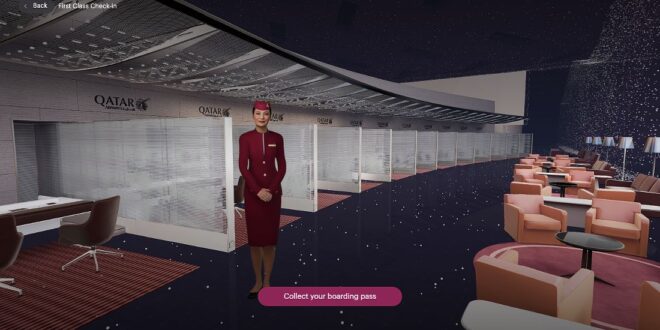 Check-in primera clase en el QVerse de Qatar Airways