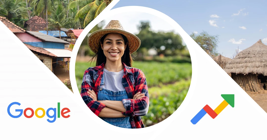 Imágenes de lugares rurales y el logo de Google