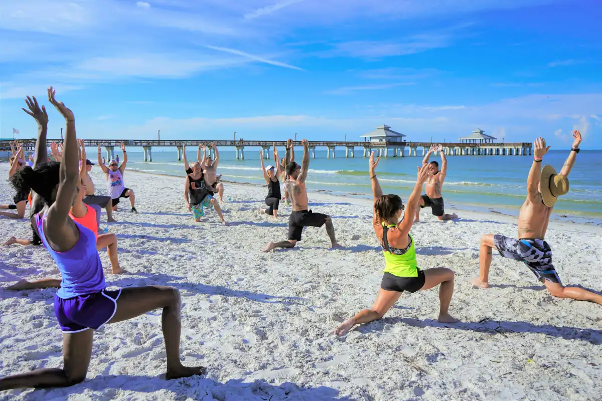 Stretching en la playa